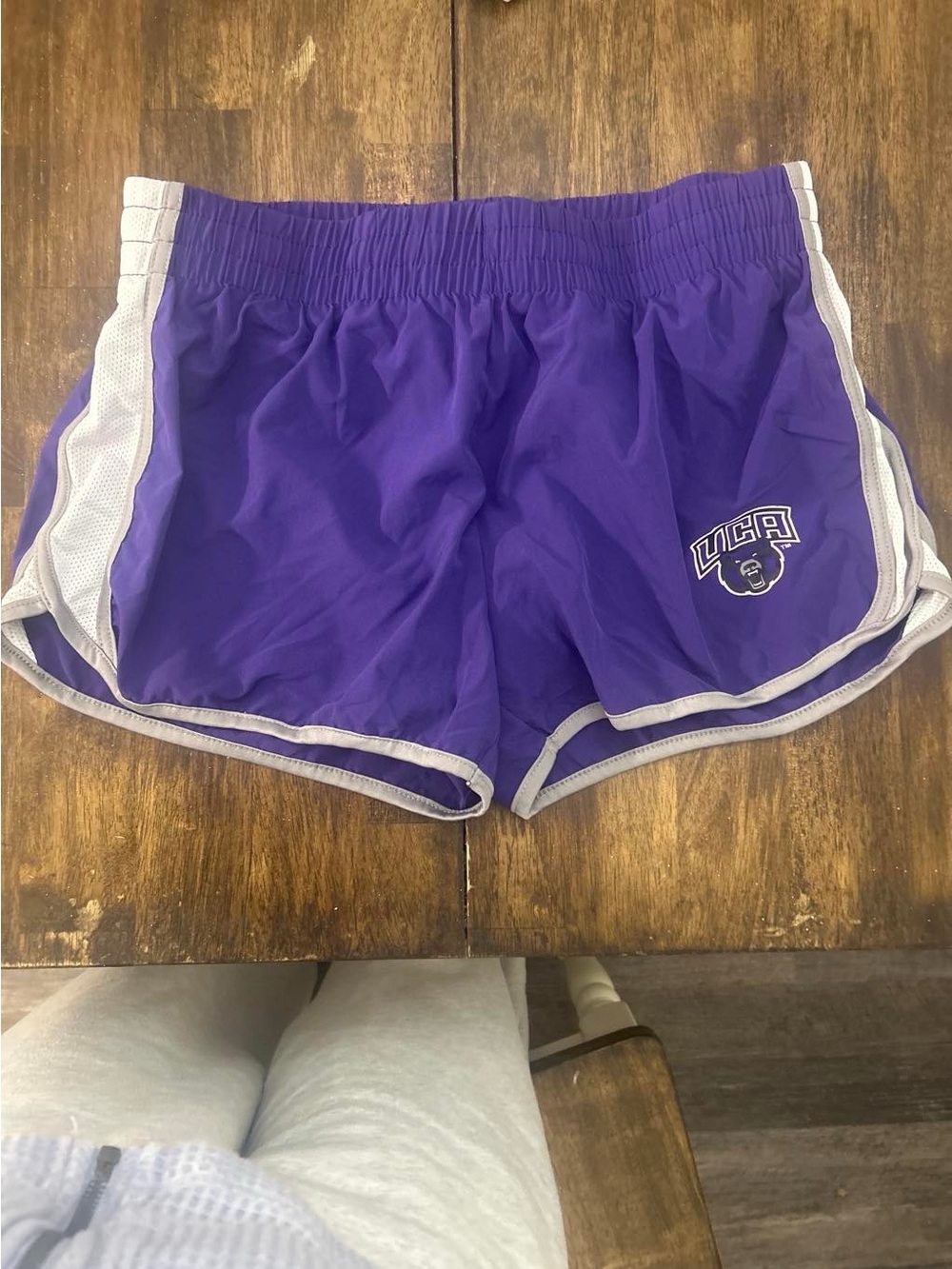 Purple Women's Athletic Shorts with White Trim